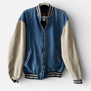Vintage Denim Varsity Bomber Jacket Red Kap